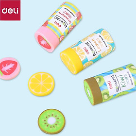Tẩy 2B Deli, 40×22×12mm, Kiwi, Dâu, Chanh - 3 chiếc - EH01400-3C 