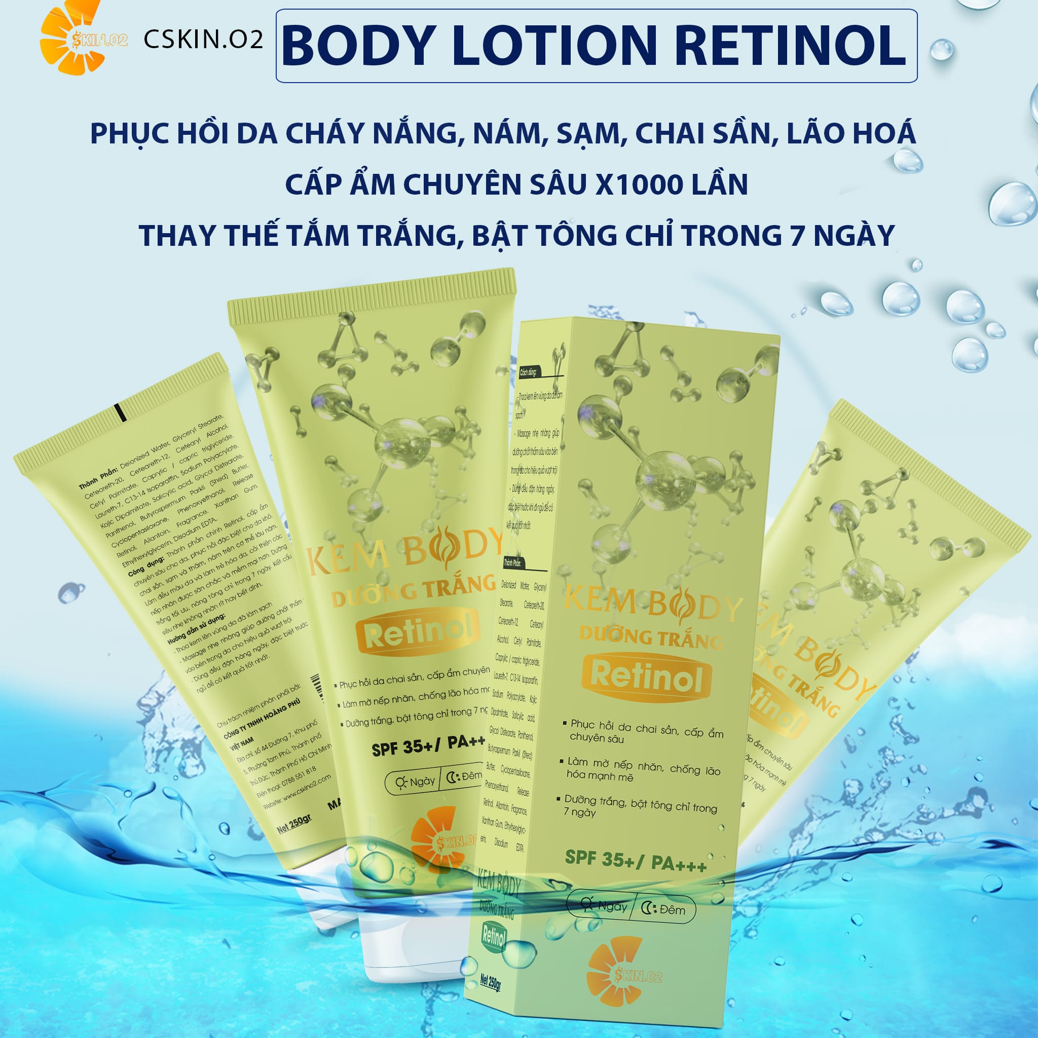 Chăm Sóc Da - C SKIN.02 - COMBO7 - BODY LOTION RETINOL - Dưỡng Trắng Cấp Ẩm Chuyên Sâu
