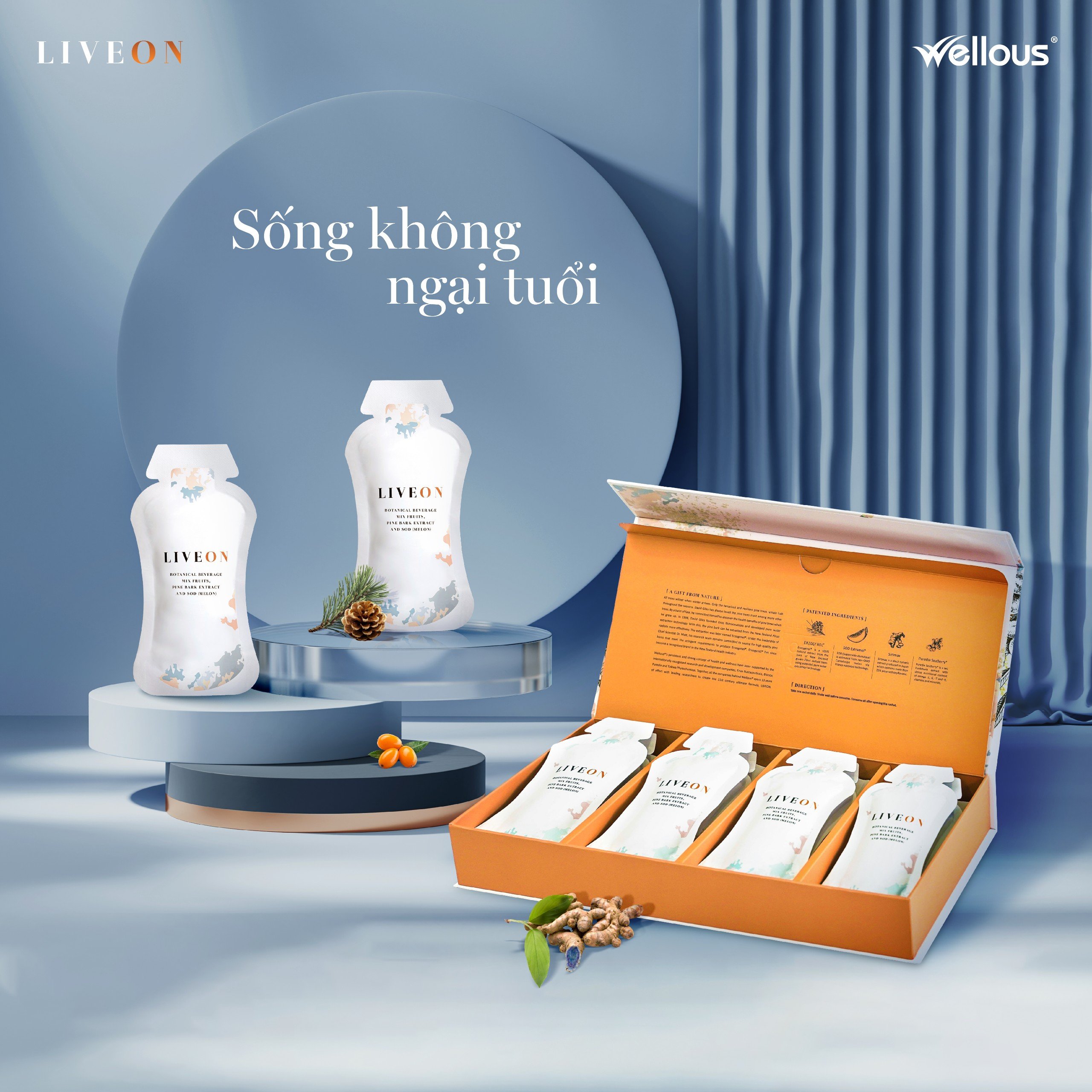 GÓI UỐNG CHỐNG LÃO HÓA LIVE ON (HỘP 16 GÓI)