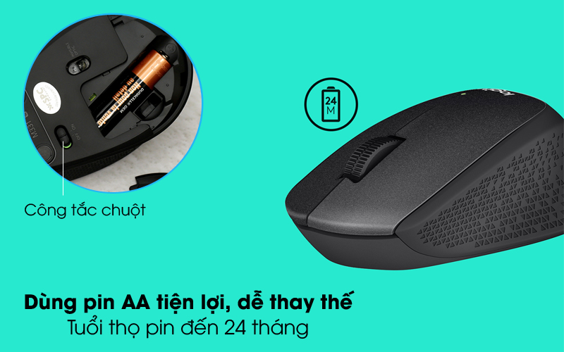 Chuột Không Dây LOGITECH M331 Silent | Màu Đen | Hàng Chính Hãng