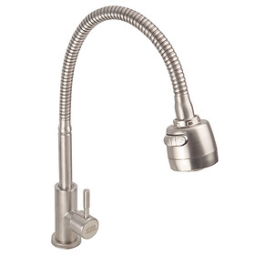 Vòi rửa chén lạnh Inox SUS 304, cần lò xo Eurolife EL-RC09 (Trắng vàng)