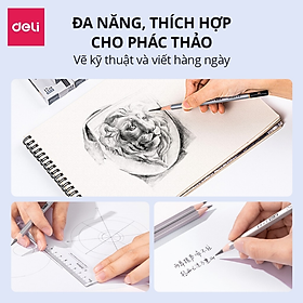 Bút Chì Phác Thảo Deli Phiên Bản Cao Cấp Dmast 2H, HB, 2B, 4B, 6B, 8B,10B,12B Vẽ Chuyên Nghiệp Chì Mềm Độ Đậm Chuẩn