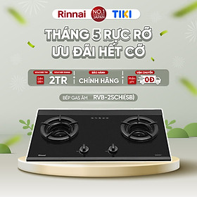 Bếp gas âm đầu đốt trong Rinnai RVB-2SCHi(SB) mặt bếp kính SCHOTT và kiềng bếp gang - Hàng chính hãng