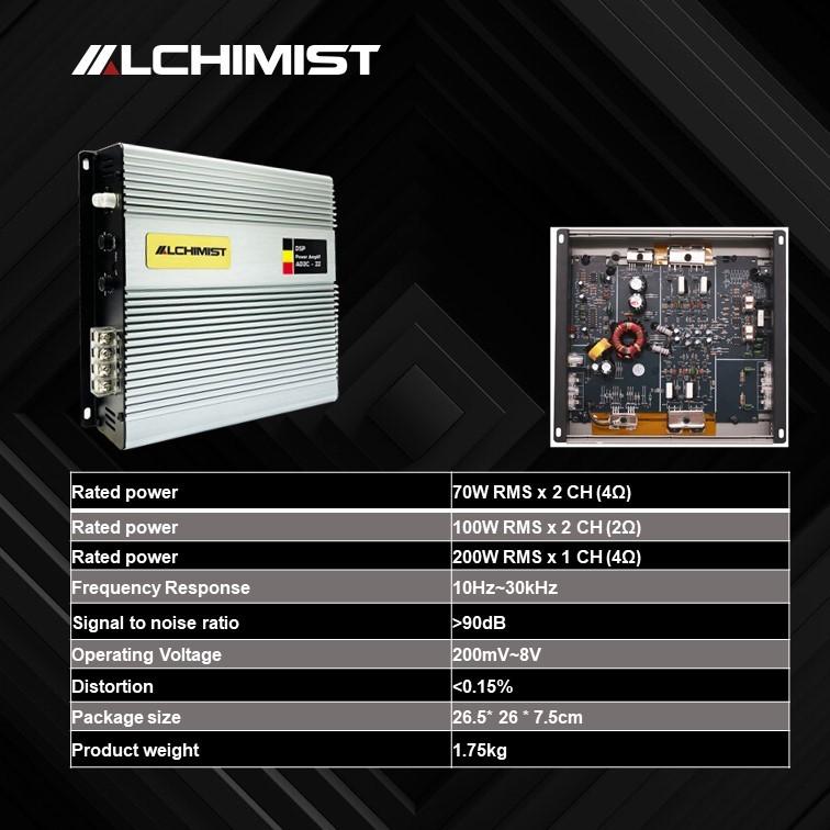Bộ Khuếch Đại Âm Thanh Ô Tô Kỹ Thuật Số Alchimist AD2C-2200 DSP 2 kênh lắp đặt sub gầm đôi cho ô tô
