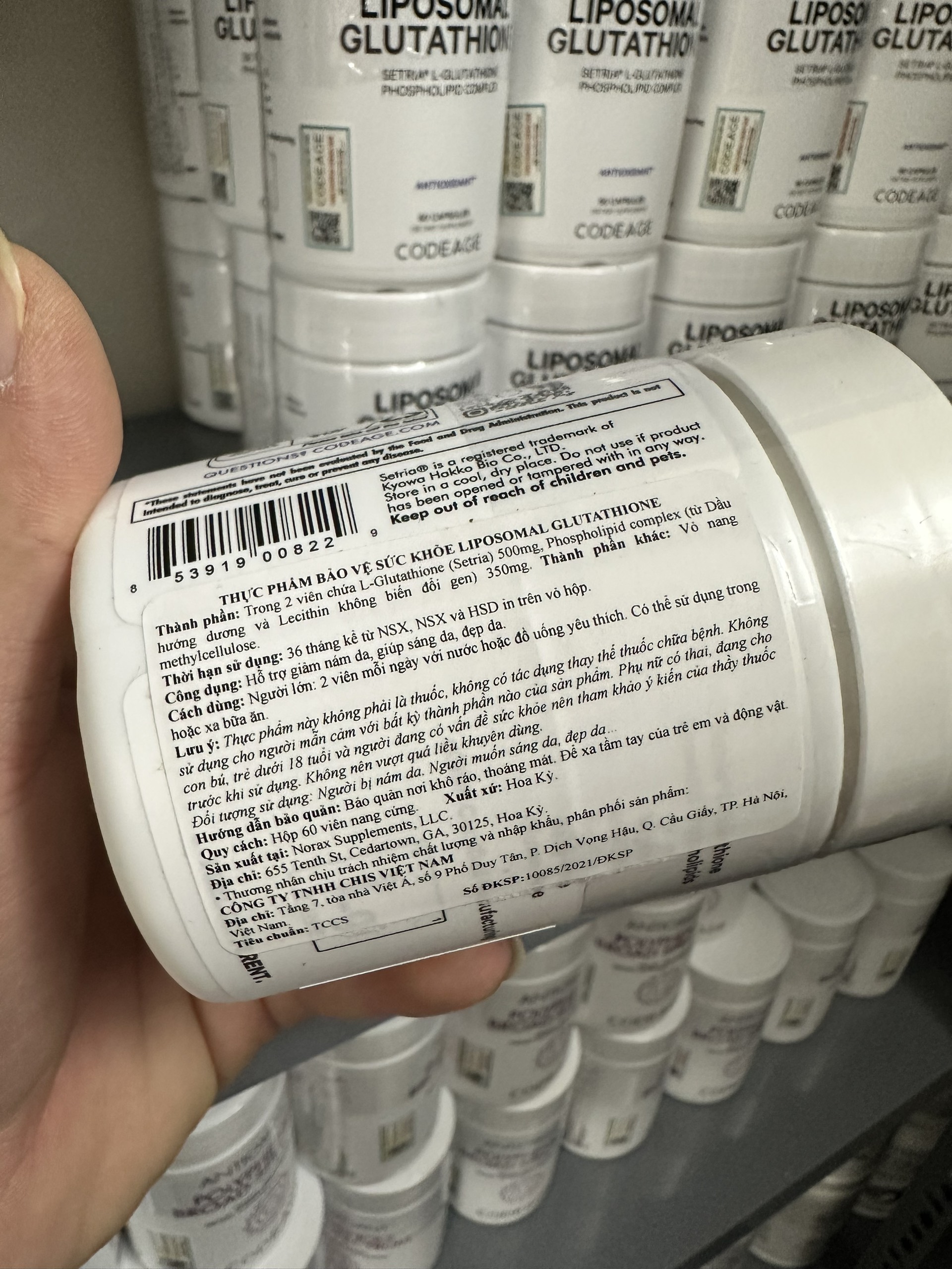 Codeage Liposomal Glutathione 1000mg - Viên Uống Trắng Da, Giảm Nám Sạm - Nhập Khẩu Chính Ngạch Có Tem Phụ, Tem Chống Hàng Giả