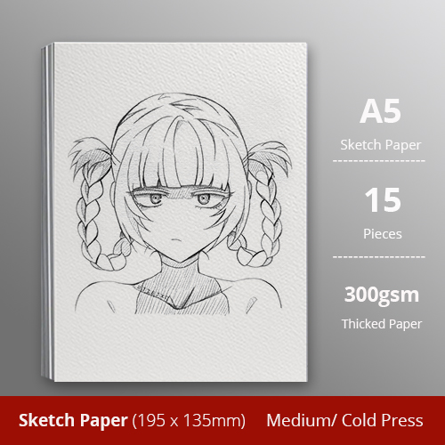 Giấy vẽ A5L chuyên dụng cao cấp giấy Sketch vẽ đẹp 2 mặt, chất giấy có vân màu trắng kem sang, giấy nhập khẩu 100% từ Ý định lượng 300gsm, xấp giấy15 tờ Green Art - Hàng chính hãng