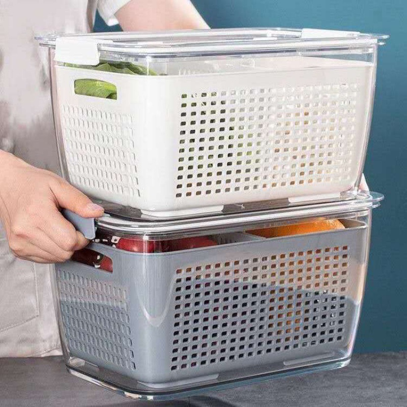 BỘ HỘP KÈM RỔ ĐỂ TỦ LẠNH BẢO QUẢN THỰC PHẨM 2 IN 1 GIẢI PHÁP BẢO QUẢN THÔNG MINH TIỆN LỢI CAO CẤP