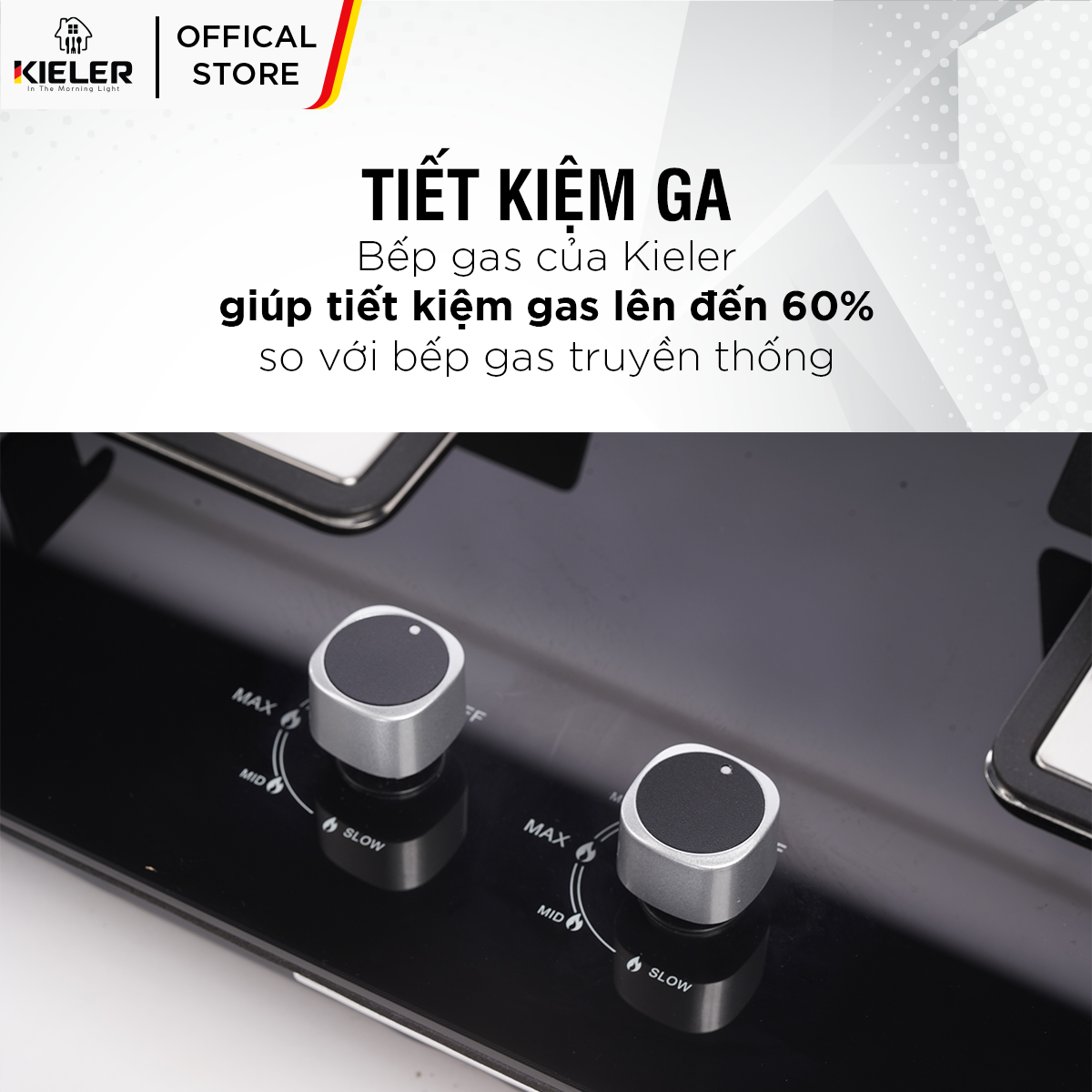Bếp gas mặt kính cường lực KIELER KL-G237 tiết kiệm gas, công suất mạnh 4500W, mặt bếp chịu nhiệt tốt - Hàng chính hãng
