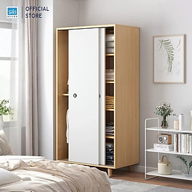 Tủ Quần Áo Kết Hợp Cửa Lùa Hiện Đại Màu Trắng Phối Vân Gỗ Sồi Thương Hiệu SIB Decor TA07