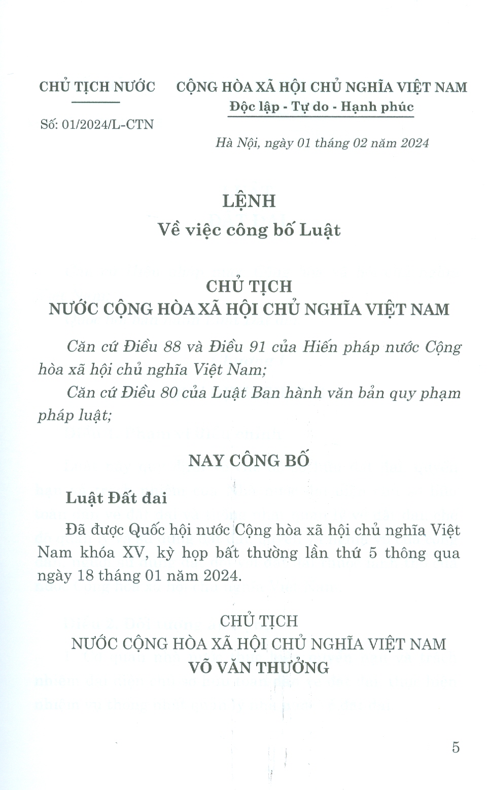 Luật Đất Đai (Sửa đổi, bổ sung năm 2024)