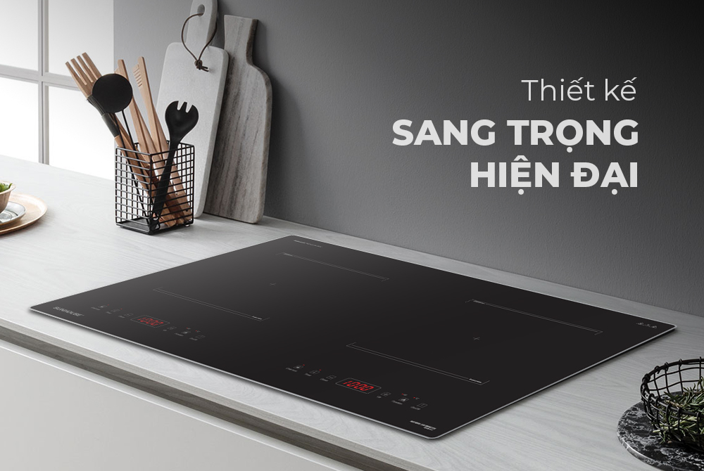 Bếp đôi điện từ Sunhouse SHB9101S - Hàng chính hãng