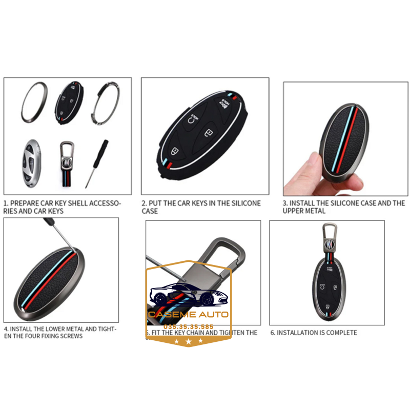 Ốp Chìa Khóa Hyundai Santa Fe 2025, Tucson 2025 All New 5 Nút, Chất Liệu Hợp Kim, Kèm Móc Treo Cao Cấp - Hàng Nhập Khẩu