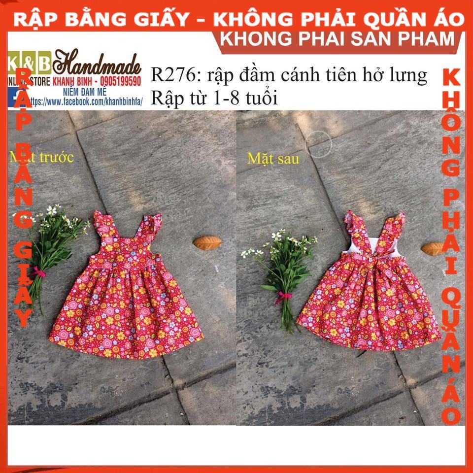 Rập đầm hở lưng cho bé - Rập giấy A0 mã R276 (BẢN VẼ)