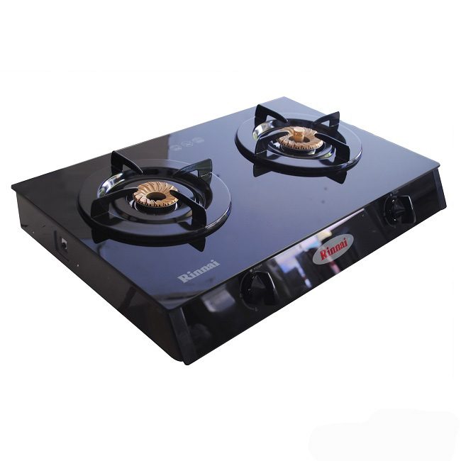Bếp Gas Dương Đôi Rinnai RV-6 Double Glass(B) Tặng kèm 1 bộ van và dây gas- Hàng chính hãng