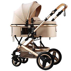 Xe đẩy trẻ em cao cấp 2 chiều gấp gọn, khung hợp kim nhôm, bánh xoay 360°