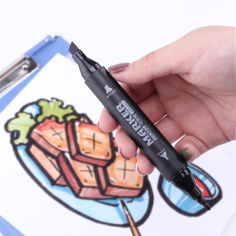 ART MARKER-Hộp 12/18/24 Màu bút lông dầu 2 đầu dùng vẽ mỹ thuật -BAOKE-MP2931