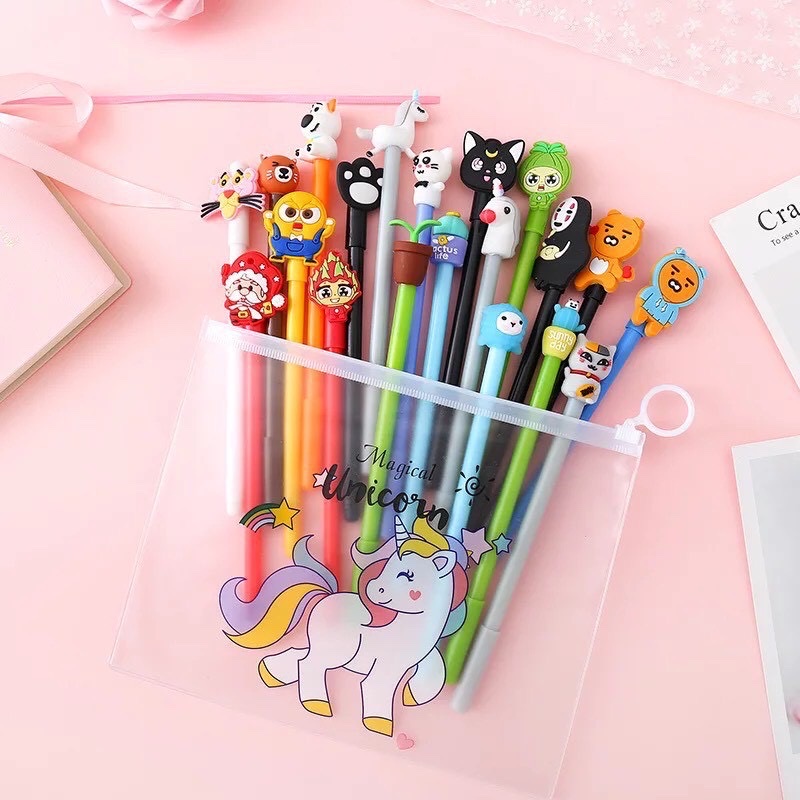 Túi 20 cây bút bi hình thú cho bé , kèm túi zip ,nhiều màu sắc ,ngộ nghĩnh ,xinh xắn ,đáng yêu cho bé tha hồ lựa chọn