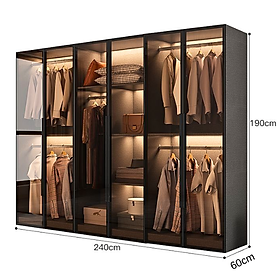  [ Miễn phí vận chuyển & lắp đặt]  Tủ quần áo cánh kính Ohaha có đèn led - TCK007