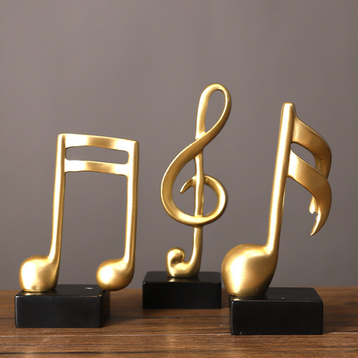 Mô hình 3 nốt nhạc, khoá sol mạ đồng trang trí đàn Piano, đồ decor trang trí nội thất tủ kệ , bàn làm việc - Hàng chính hãng