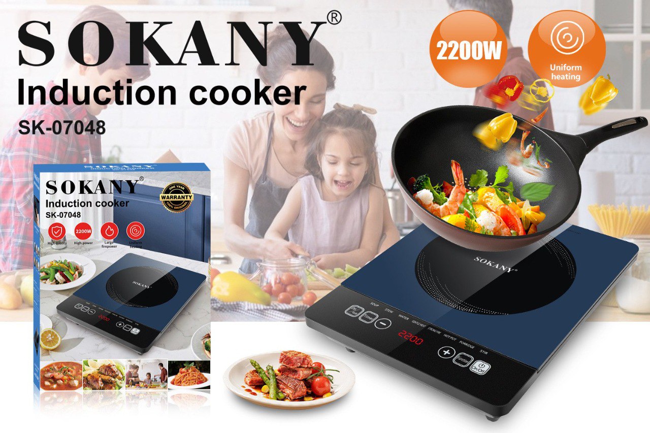 Bếp điện từ CẢM ỨNG SOKANY SK-07048 công suất 2200W, bếp từ đơn đa năng với 8 chế độ nấu - HÀNG CHÍNH HÃNG