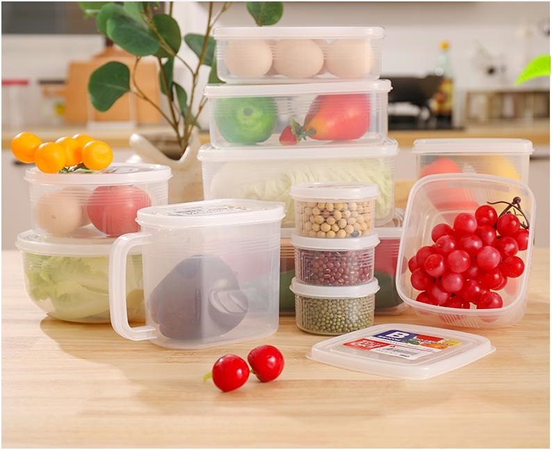 Combo 02 hộp nhựa bảo quản thực phẩm Nakaya 1300ml, có nắp mềm - Nội địa Nhật Bản