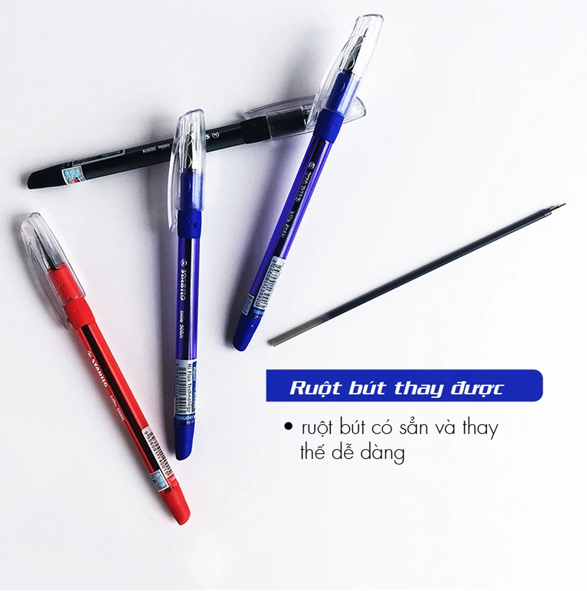 Hộp Bút bi STABILO Bille 508N F/XF - Hộp 10 bút màu đỏ, 0.5mm ( 508NXF/10-RD)