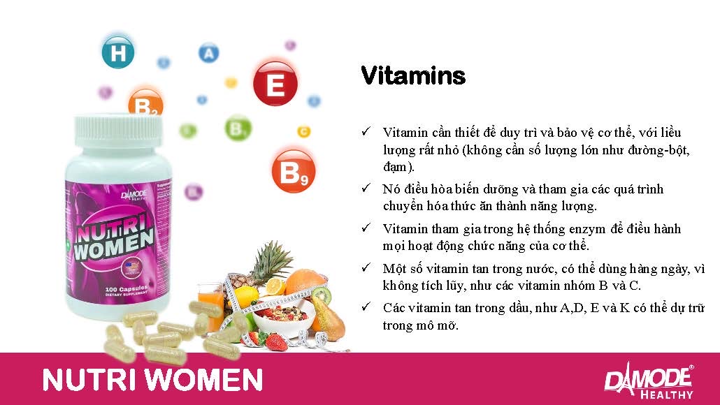Viên uống bổ sung Vitamin khoáng chất NUTRIWOMEN Damode dành cho nữ lọ 100 viên