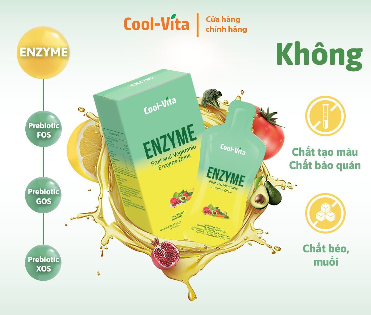 Combo 3 Hộp Nước Uống Bổ Sung Enzyme Chiết Xuất Từ Trái Cây và Rau Củ Hỗ Trợ Tiêu Hoá, Thanh Lọc Cơ Thể Coolvita - Hộp 7 Túi