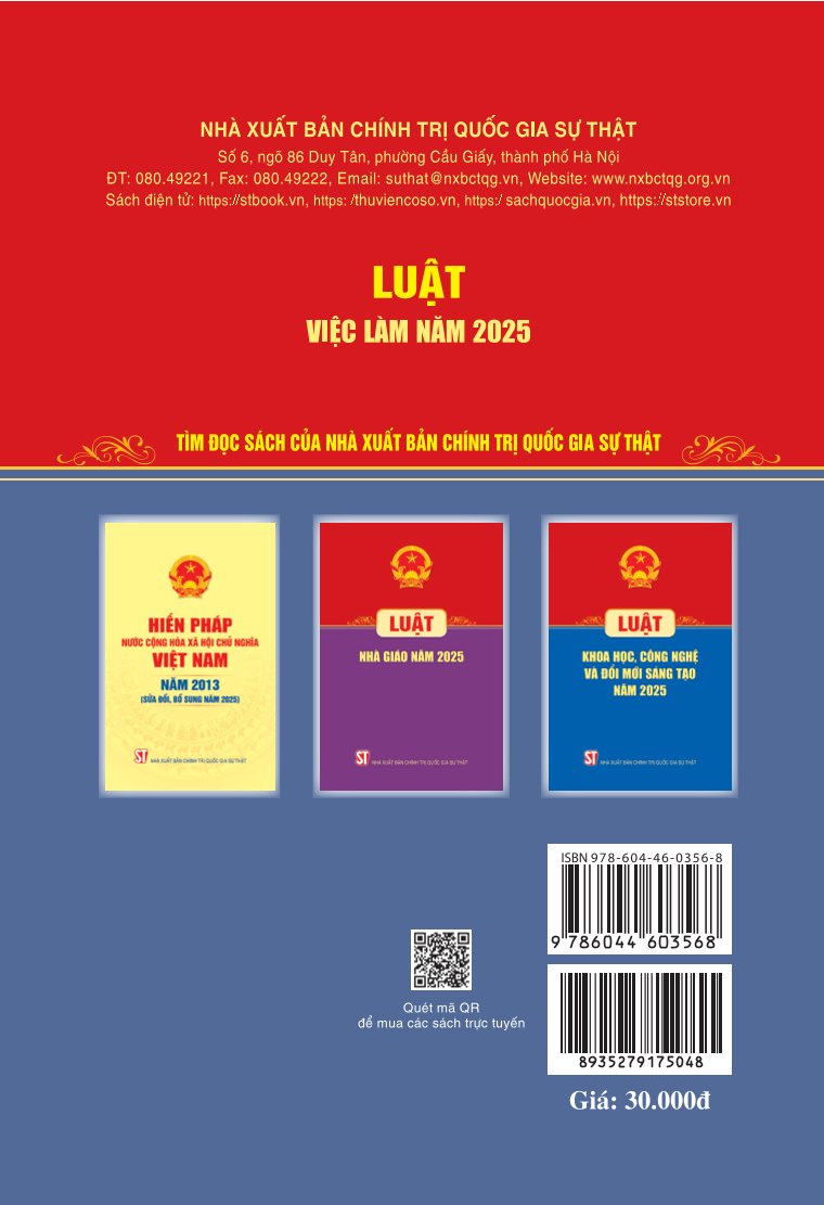 Luật việc làm năm 2025 - bản in 2025