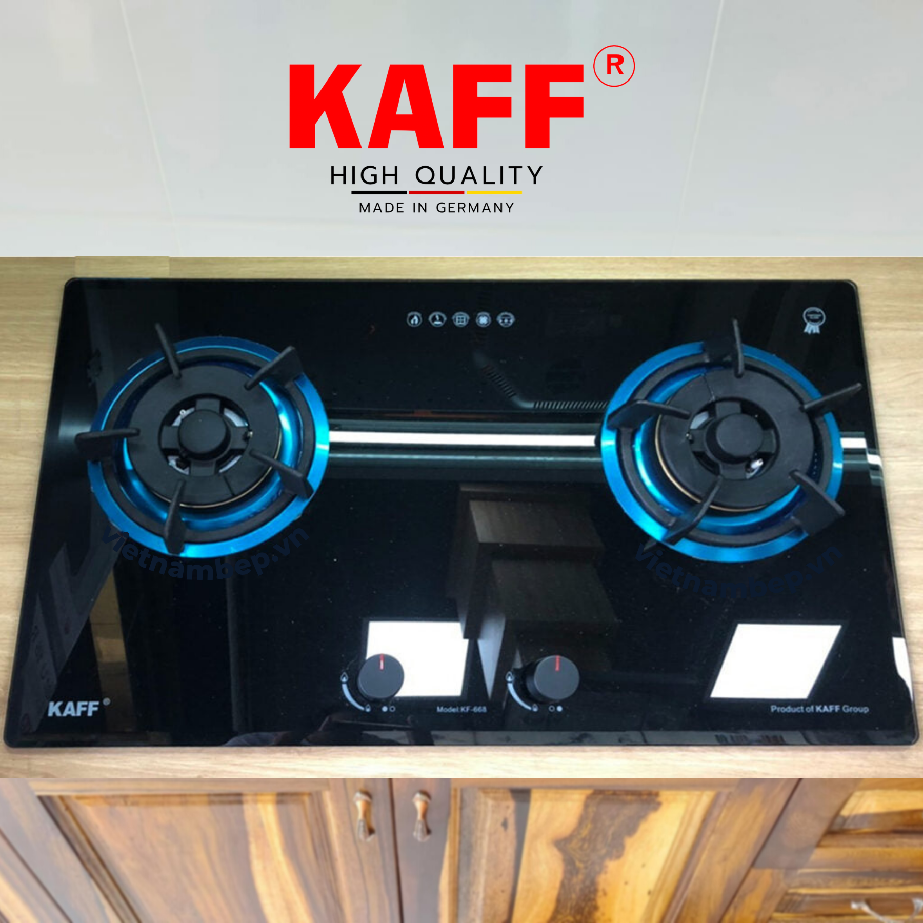 Bếp ga âm mặt kính KAFF KF-668 - Hàng chính hãng