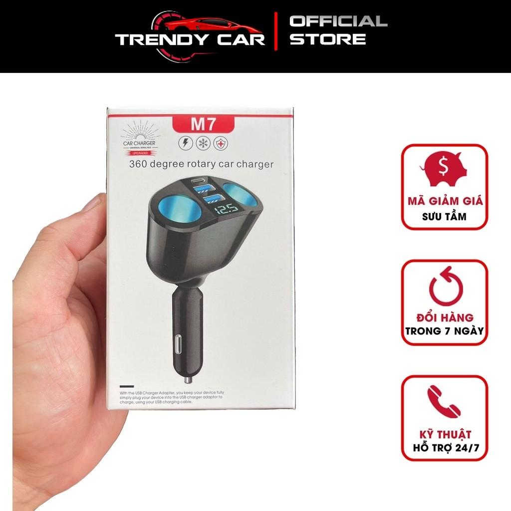 Bộ chia tẩu sạc nhanh ô tô 12/24V gồm cổng sạc nhanh usb trên oto gồm 2 nguồn tẩu, 2 cổng sạc 3.0 và Cổng Type C/PD