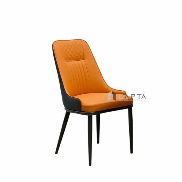 Ghế phòng ăn nệm giả da ECO 42A-P Nội thất Capta Ghế ăn cao cấp không tay chân sắt sơn tĩnh điện màu đen hcm