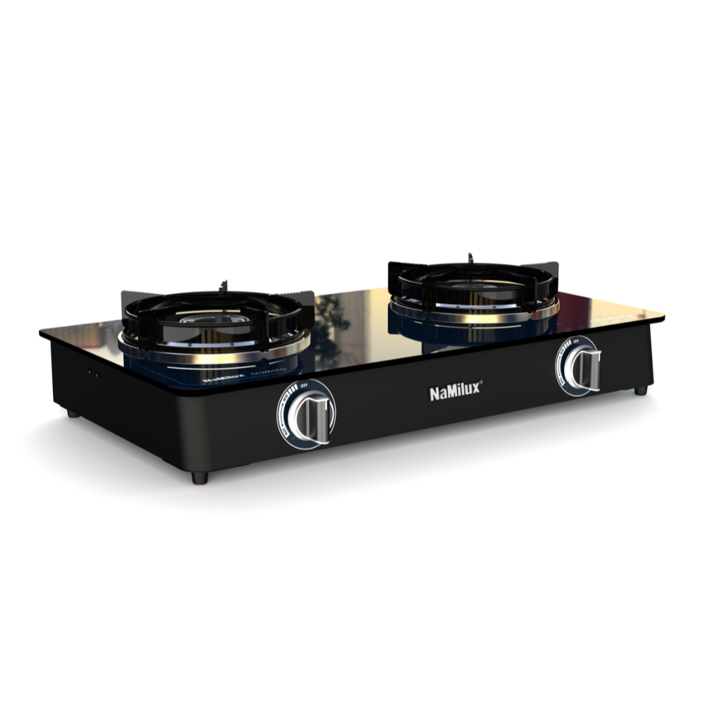 Bếp Gas Đôi Mặt Kính Cao Cấp NaMilux NH-DL3416PG/DL2461PG - Công Suất 2.8 kW/giờ/lò phải - Kiềng Bếp Tráng Men -Hàng Chính Hãng