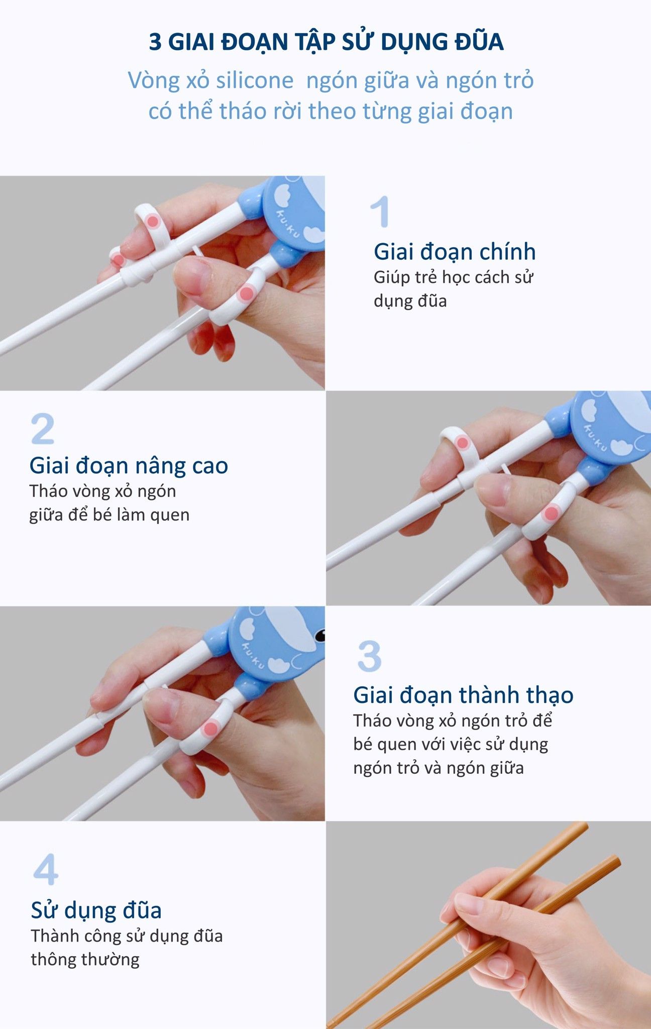 BỘ ĐŨA XỎ NGÓN CHO BÉ TẬP ĂN KUKU KU3038 - 2 YEARS UP