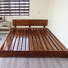 Giường ngủ gỗ CT12 Tundo màu vàng nâu