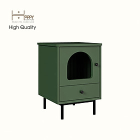 [Happy Home Furniture] SISEEL, Táp đầu giường cửa kính 1 cánh mở - chân sắt, 40cm x 40cm x 56cm ( DxRxC), TCM_182