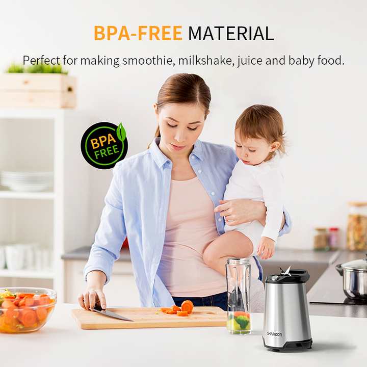 Máy xay sinh tố 2 ly nhãn hiệu Shardor PB615B công suất 300W, dung tích 600 ml - Hàng Nhập Khẩu