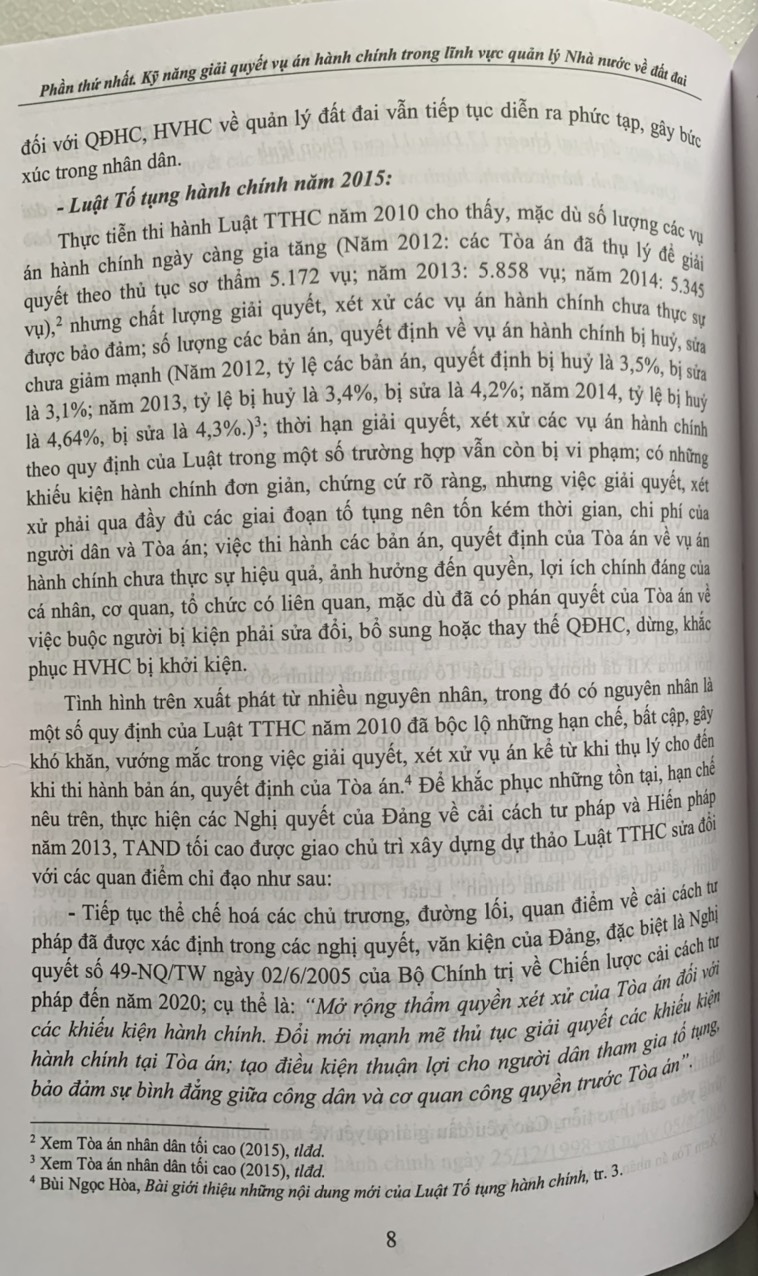 Kỹ năng giải quyết vụ án hành chính trong lĩnh vực Quản lý đất đai và thực tiễn xét xử của Tòa án nhân dân