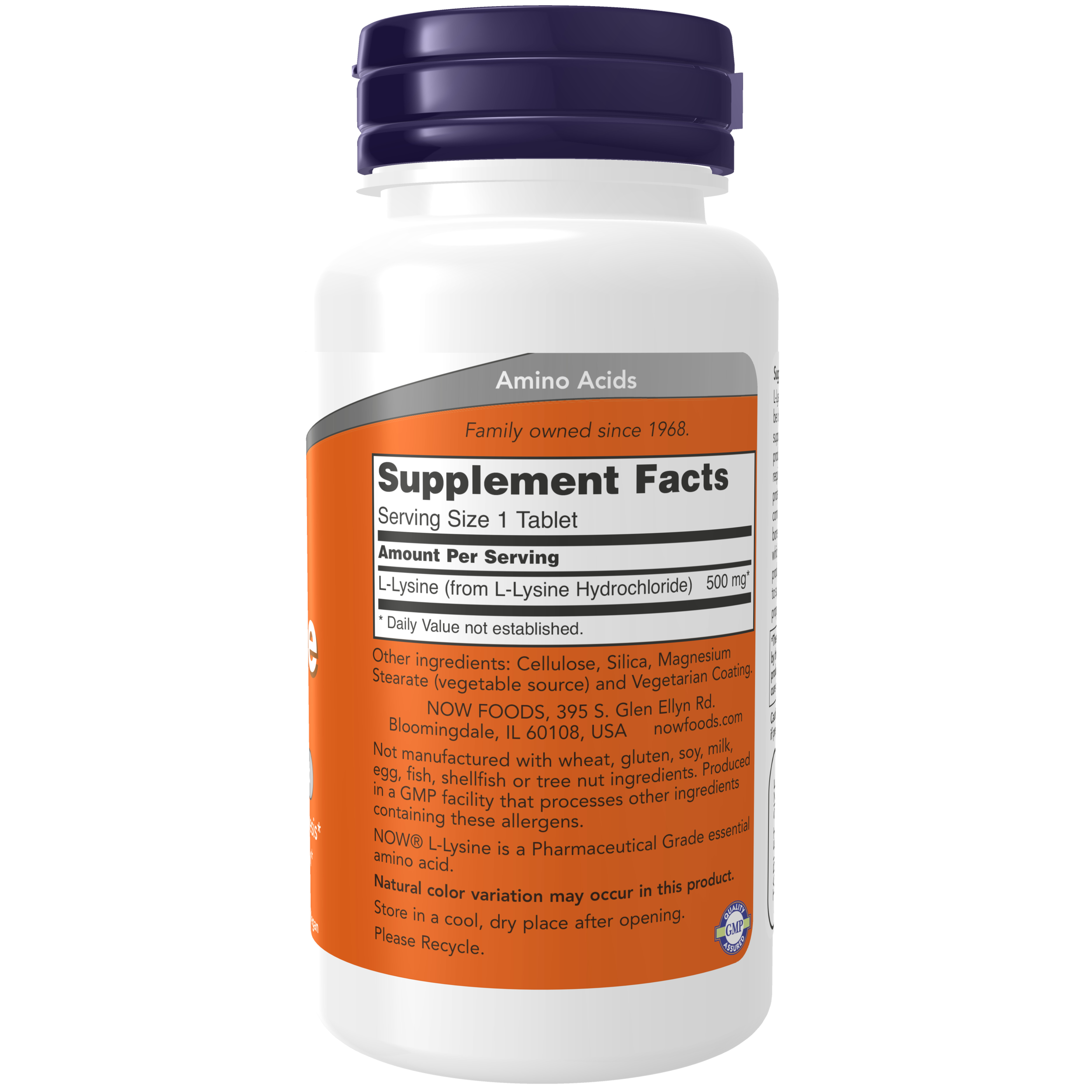 Viên Uống NOW FOODS L-Lysine 500mg Tăng Cường Sức Đề Kháng, Nhanh Lành Các Vêt Tổn Thương Ở Da, Người Biếng Ăn Lọ 100 Viên