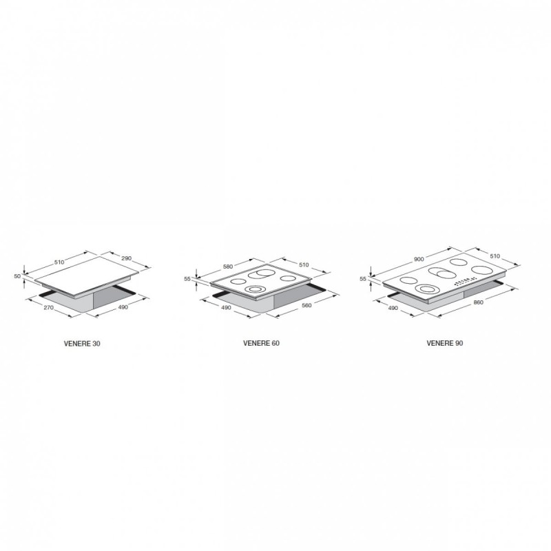 Bếp Âm Hồng Ngoại 5 Bếp Lofra Venere 90 (90cm - 9600W) - Hàng Chính Hãng