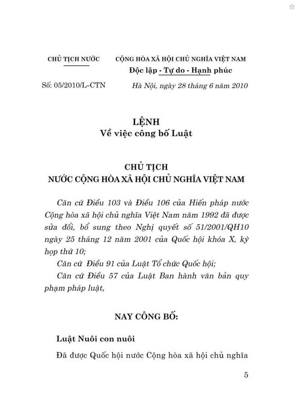 Luật nuôi con nuôi năm 2010 - bản in 2024