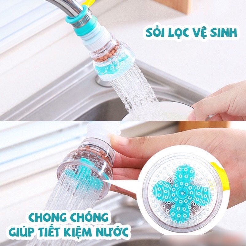 Vòi tăng áp suất cho bồn rửa chén ,đầu vòi nối rửa bát tăng áp có thể điều chỉnh xoay 360 độ , có than hoạt tính phù hợp với tất cả các vòi
