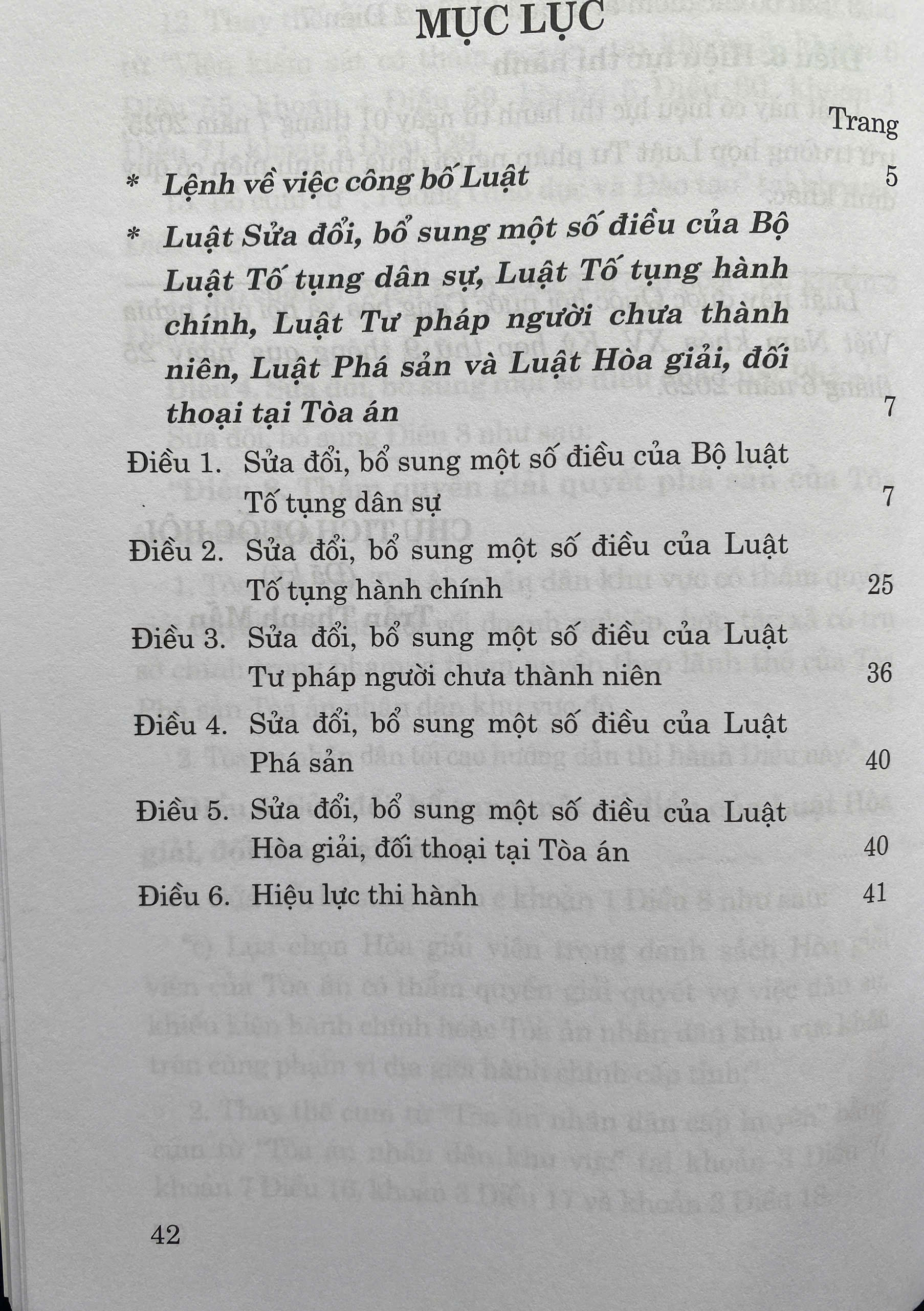 Luật sửa đổi, bổ sung một số điều của Bộ Luật Tố tụng dân sự, Luật tố tụng hành chính, Luật tư pháp người chưa thành niên, Luật Phá sản và Luật Hoà giải, đối thoại tại toà án
