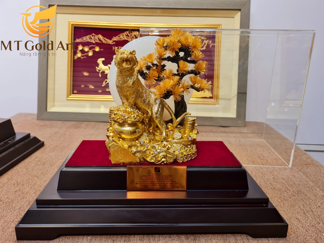 Tượng hổ dát vàng 24k (30x30x20cm) MT Gold Art- - Hàng chính hãng, trang trí nhà cửa, phòng làm việc, quà tặng sếp, đối tác, khách hàng, tân gia, khai trương