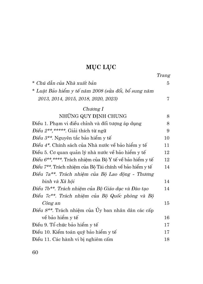 Luật bảo hiểm y tế năm 2008 (sửa đổi, bổ sung năm 2013, 2014, 2015, 2018, 2020, 2023)