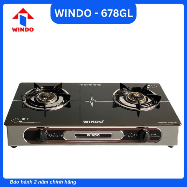 BẾP GAS ĐÔI MẶT KÍNH CAO CẤP WINDO - 678GL- Hàng Chính Hãng