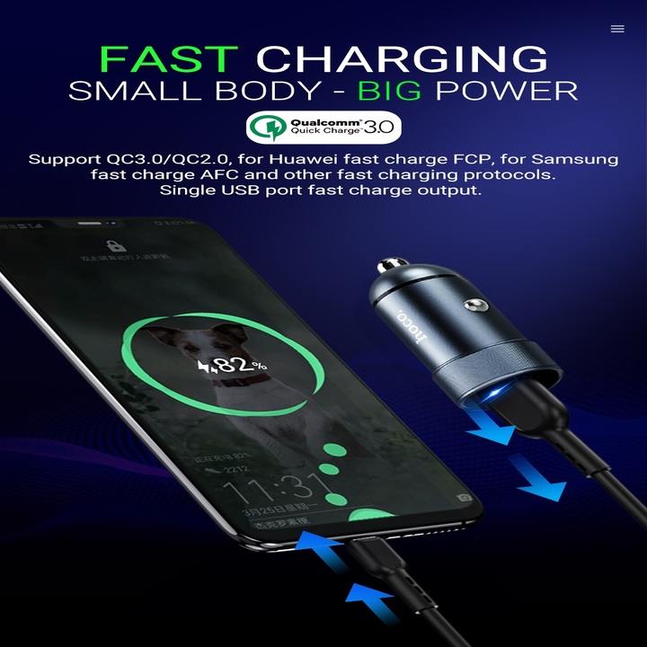 Tẩu sạc nhanh đa năng nhãn hiệu Hoco Z32 Quick Charge 3.0 - Hàng nhập khẩu
