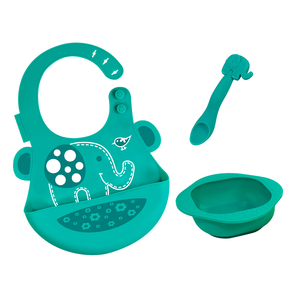 Bộ đồ dùng ăn dặm silicon Baby Marcus & Marcus, cho bé từ 6 tháng