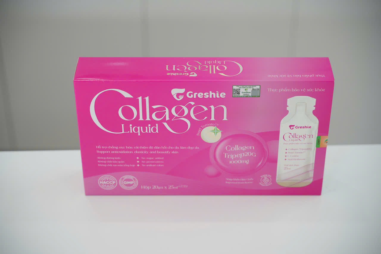 Nước uống đẹp da Greshie Collagen Liquid hộp 20 gói x25ml
