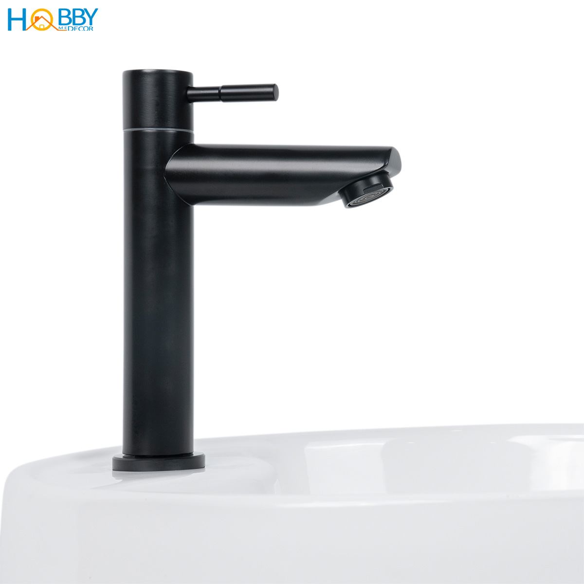Vòi chậu rửa mặt lavabo lạnh Inox 304 sơn đen Hobby Home Decor LBL4D